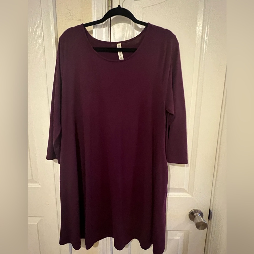 Plum swing dress with pockets